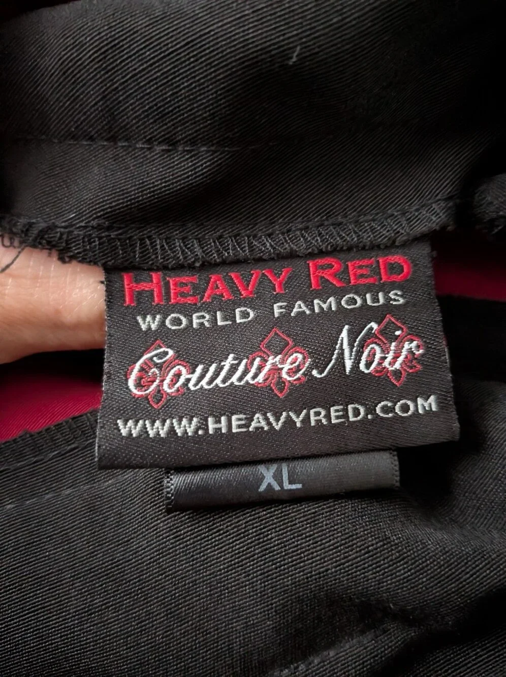 Heavy Red A-Line Black and Red Striped Skirt with Waist Tie